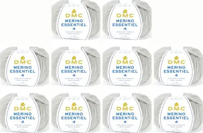 Image de 10x DMC Merino Essentiel-4 - Fil de poids Aran doux, composé de 50% de Laine et de 50% d'acrylique, référence 8149 (Couleur 862)