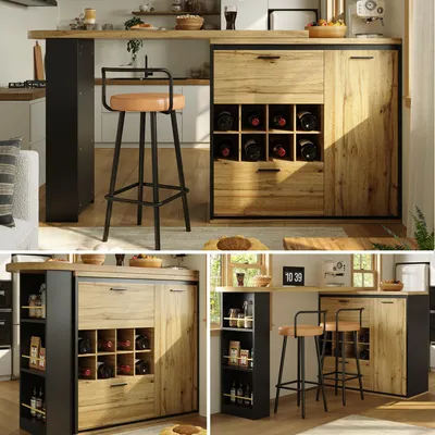 Image de Sweiko Table de salle à manger extensible (138 x 39 x 105 cm), table, table de cuisine, table extensible, extensible jusqu'à 220 cm, convient pour la cuisine et le salon, plateau de table avec veines de bois