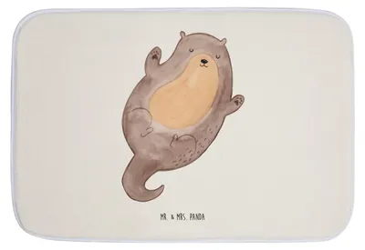 Produktbild von Mr. & Mrs. Panda Badematte Otter Umarmen - Weiß - Geschenk, gut Gelaunt, Optimistisch, Seeotter See, duschmatte, Badteppich, Badezimmer Matte, Vorleger Bad, Badvorleger