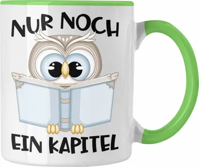 Produktbild von Trendation - Leseratte Geschenk Tasse Nur Noch Ein Kapitel Bücher Lesen Bücherwurm Geschenk Spruch Lesen (Grün)