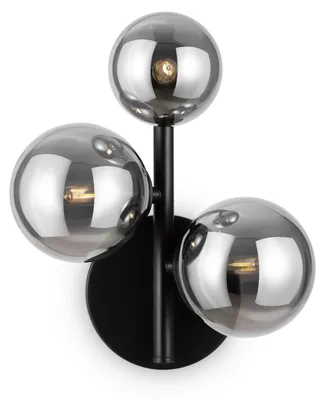Immagine prodotto di Applique Contemporanea Dallas Metallo Nero 3 Luci Diffusori Fumè