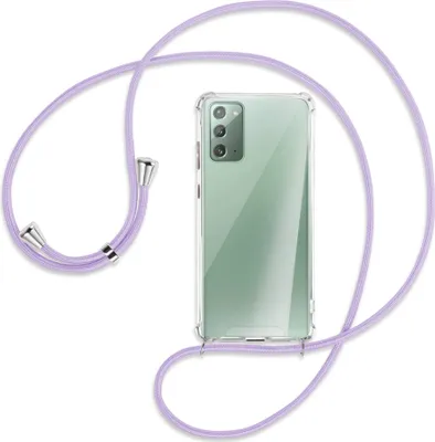 Produktbild von Handykette Backcover-Schutzhülle mit Band (Metall silberfarben) für Samsung Galaxy Note20 4G/5G (N980,N981) - violett