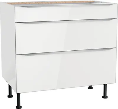 Produktbild von Optifit Schubladenunterschrank Arvid986 BxTxH 90 x 58,4 x 87 cm weiß glänzend zerlegt KFAV U936-8E+