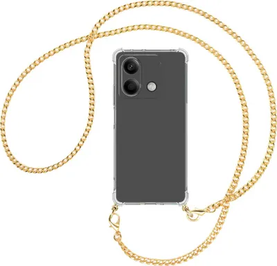 Produktbild von Handykette Backcover-Schutzhülle mit Band (Metall goldfarben) für Xiaomi Redmi Note 13 5G - goldfarbene Kette