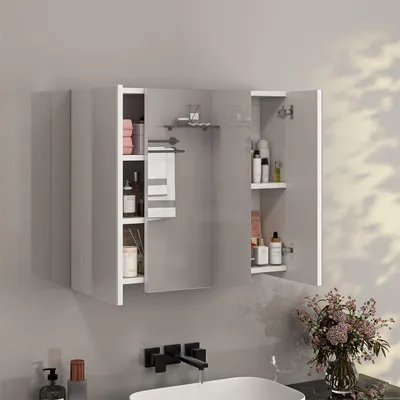 Produktbild von Wandhängeschrank für das Badezimmer mit dreiteiligem Spiegel Modern
