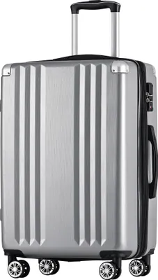 Produktbild von Flieks Trolley Reisekoffer Hartschalenkoffer mit Universalrad, Handgepäck Koffer mit TSA-Schloss, XL, 50.5x31.5x76.5cm, Grau