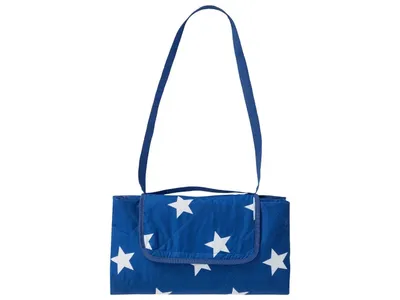 Produktbild von Crivit Picknickdecke Campingdecke Picknick Decke Reisedecke Matte 127 x 168 cm Blau / Weiß  - Sterne NEU