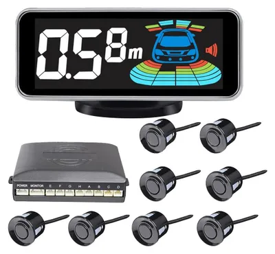 Obrázek produktu pro Bezdrátový parkovací senzor - 8 senzorů - Alarm - LED displej - Pomoc při couvání