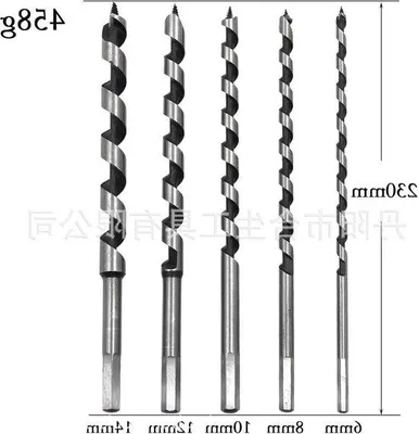 Obrázek produktu pro Sada 5 vrtáků na dřevo – délka 23 cm – sada vrtáků na dřevo s trubkou – šnekové vrtáky s šestihranným dorazem – vrtáky do trubek – 6/8/10/12/14 mm