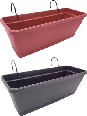 Produktbild von Balkonkasten 50cm mit Halterung Blumenkasten Pflanzkasten Pflanztopf Blumentopf