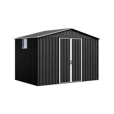 Zdjęcie produktu dla Domek metalowy NORDVIC Thor 283x189 cm, uchylne drzwi, Cold Grey