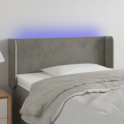 Produktbild von The Living Store LED Kopfteil Hellgrau 93x16x78/88 cm Samt