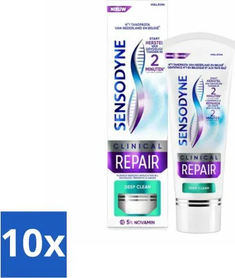 Productafbeelding van Sensodyne - Tandpasta - Clinical Repair - Diep reinigend - Grondige reiniging - 75 ml - Voordeelverpakking - 10 stuks