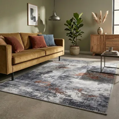 Image de Volero - Tapis moderne - Strong Gris/Terracotta - 230x330 cm