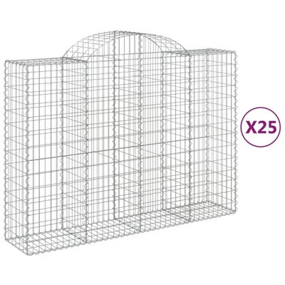 Produktbild von Gabionen mit Hochbogen 25Stk. 200x50x140/160cm Verzinktes Eisen