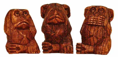 Image de Figurine en bois Abstrait Statue en bois Afrique Asie Artisanat Déco 3 singes, unique