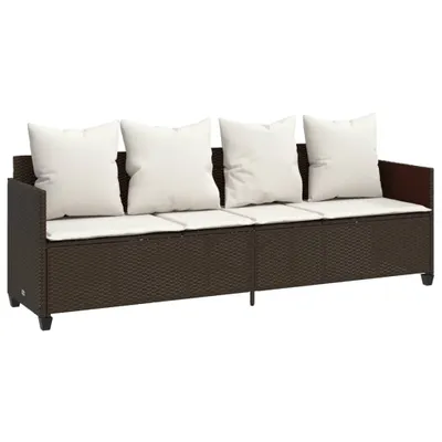 Produktbild von Sonnenliege mit Kissen Braun Poly Rattan