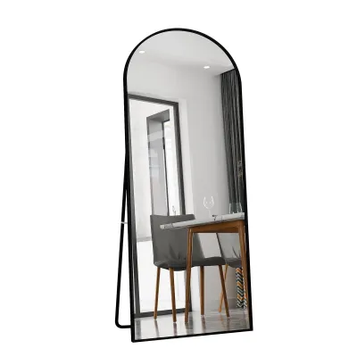 Obrázek produktu pro CDGlobal Obloukové zrcadlo v plné délce, 80 x 180 cm Obloukové zrcadlo v plné délce, nástěnné, opřené, podlahové zrcadlo v plné délce jako toaletní zrcadlo do obývacího pokoje, černé