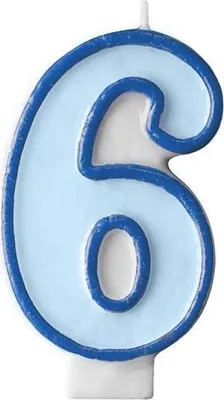 Obrázek produktu pro Narozeninová svíčka 6, modrá, 7 cm