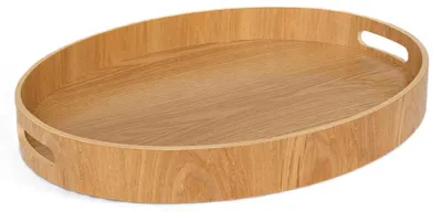 Produktbild von 5Five Design-Tablett aus Weidenholz - 43 x 5 cm - hellbraun - hoher erhohter Rand - oval