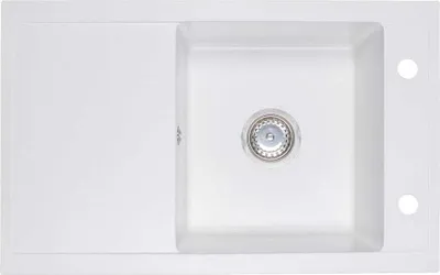 Produktbild von Granit Spüle + Siphon Küchenspüle DG019 77x48cm viele Farbvarianten Weiss