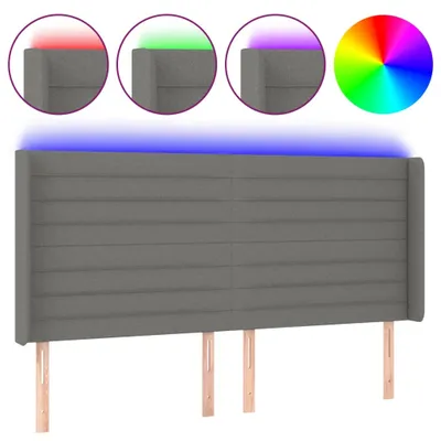 Immagine prodotto di vidaXL Testiera LED Grigio scuro 203x16x118/128 cm Tessuto