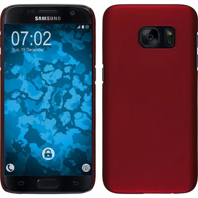 Produktbild von PhoneNatic Case kompatibel mit Samsung Galaxy S7 - Hülle rot gummiert Hard-case + 2 Schutzfolien