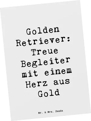 Produktbild von Mr. & Mrs. Panda Postkarte Spruch Golden Retriever Freund - Weiß - Geschenk, Hunderassen Eigenschaften, Therapiebegleiter, Ansichtskarten, Grußkarte, Familienhund