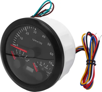Obrázek produktu pro 3 v 1 85mm otáčkoměr, stejnosměrný proud, 9 až 32 V, 7000 ot./min, 0 až 10 bar, tlak oleje, 40–120 °C, teplota vody, 7barevné podsvícení pro nákladní automobily, traktory, automobily, černý ciferník CX8287B