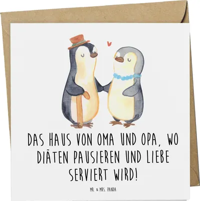 Produktbild von Mr. & Mrs. Panda Klappkarte Großelternliebe - Weiß - Geschenk, Liebe, Glückwunschkarte, Weisheit, Diät, herzerwärmende Sprüche, Grußkarte, faltkarte, Großeltern, Freude