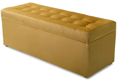 Produktbild von MG Design Polsterhocker Gelb 45x120 cm - Stauraum 140L, bis 300 kg belastbar, sofort einsatzbereit, pflegeleicht, für Wohnzimmer & Flur