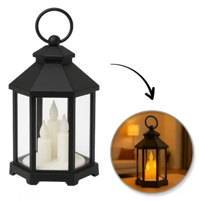 Image de Lanterne décorative LED avec effet bougie, 12 x 21 cm - LAMP53