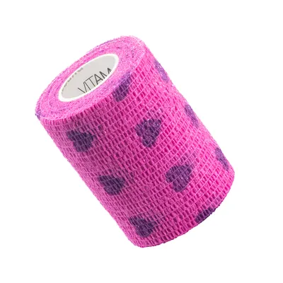 Zdjęcie produktu dla Vitammy Autoband Samoprzylepny bandaż z nadrukiem serca, różowy, 7,5cmx450cm