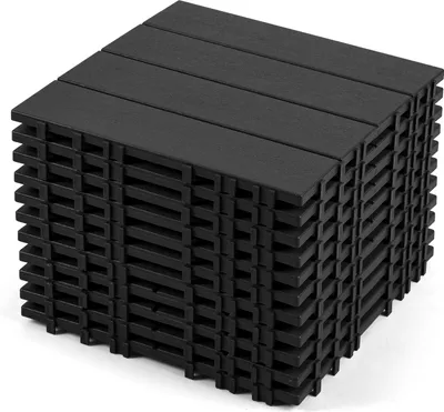 Immagine prodotto di Izrielar 33 pezzi di piastrelle per terrazza 3 m², 30x30 cm Piastrelle in plastica Piastrelle a incastro Piastrelle per balcone Effetto legno, resistenti alle intemperie, antiscivolo, antracite 4 strisce