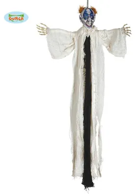 Produktbild von Gruseliger Halloween Skelett Clown Aufhänger, bunte Hängedekoration 100 cm