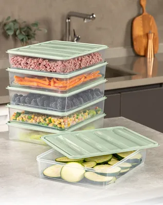 Image de Hermia Concept, YBLLA3,56LI - Menthe, lot de boîtes de rangement (6 pièces), 100 % PLASTIQUE, menthe, 23 x 30 x 6,5 cm