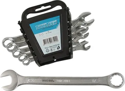 Produktbild von Tooltech Gabel-Ringschlüsselsatz 6 Schlüssel 8-17 mm im Halter