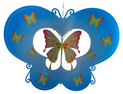 3D Windspinner Schmetterling aus Edelstahl, bunt, 30 cm