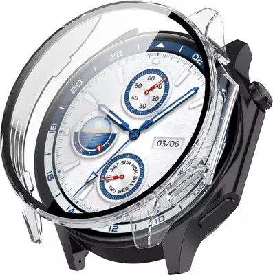 Produktbild von Strap-it Hartschalenetui mit Bildschirmschutz - passend für die OnePlus Watch 2 (transparent)