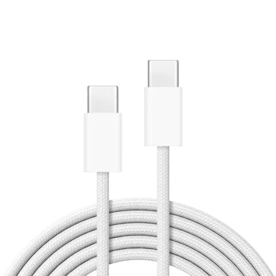 Produktbild von USB-C Schnellladekabel 1m Weiß – Sleeve USB-C zu USB-C Ladekabel – Lade- & Datenkabel mit Textilummantelung für Samsung, Huawei, Xiaomi & iPhone