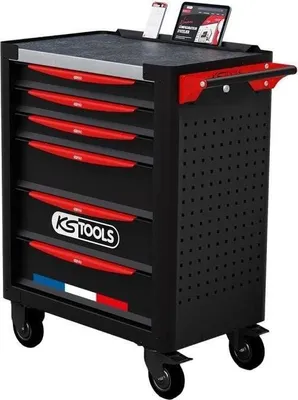 Image de Servante d'atelier - équipée - 6 tiroirs - KS Tools - 824.6298F - Noir
