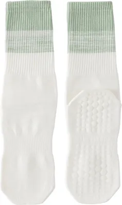 Produktbild von 1 Paar Yoga-Socken mit rutschfester Sohle, atmungsaktiv, feuchtigkeitsableitend, geeignet für Ballett, Tanz, Fitness, Pilates, Sport, Gymnastik und Gymnastik, mittellange Baumwollsocken