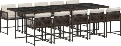 Produktbild von vidaXL 11-tlg. Garten-Essgruppe mit Kissen Braun Poly Rattan