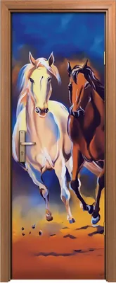 Produktbild von Türposter 70x200 cm Türaufkleber Türtapete Türfolie Klebefolie Malerei Pferden Galopprennen