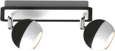 Image de Plafonnier 2 Spots Orientables Noir et Blanc Carré en Saillie pour Ampoule GU10