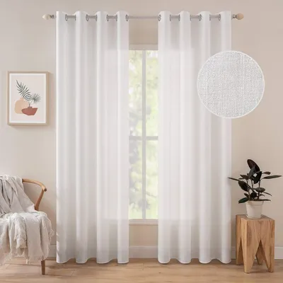 Produktbild von MIULEE Leinenvorhänge halbtransparent Deko Weiß 2 Stück 140 x 225 cm