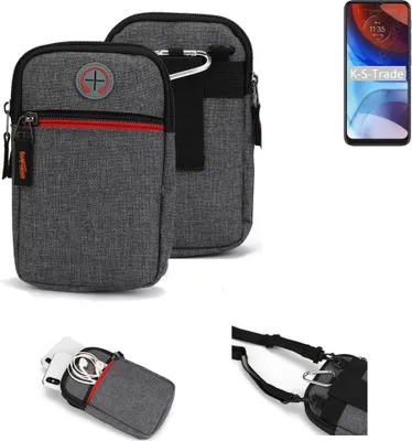 Produktbild von K-S-Trade Holster Gürteltasche kompatibel mit Motorola Moto E7i Power Handy Tasche Schutz Hülle grau Zusatzfächer 1x