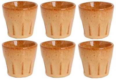 Zdjęcie produktu dla Komplet 6 filiżanek do espresso, w stylu bistro, w musztardowym kolorze, pojemność 90 ml