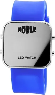 Produktbild von Noble Digitale Uni Armbanduhr Silikonarmband blau Leuchtziffern rot