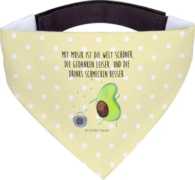 Produktbild von Mr. & Mrs. Panda Hundehalstuch Avocado Tanzen - Gelb Pastell - Geschenk, Urlaub, Halstuch Hund, Tuch, Singen, Musik, Party, Für Hunde